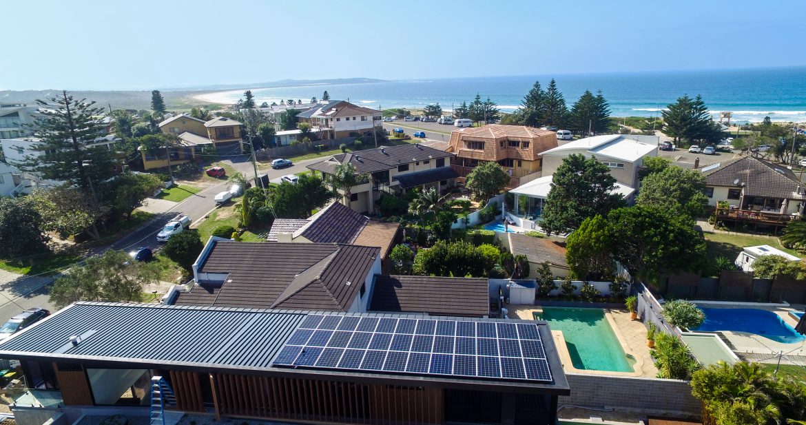 Top view of city with Solar Panel Installation done at cronulla