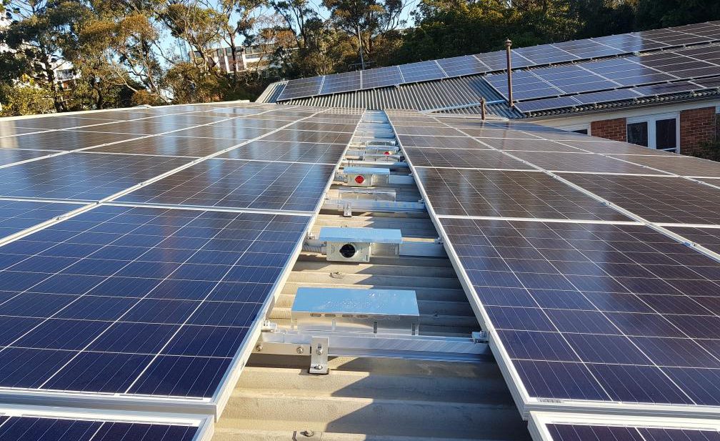 School Solar PV Installation at Port Hacking High School's terrace